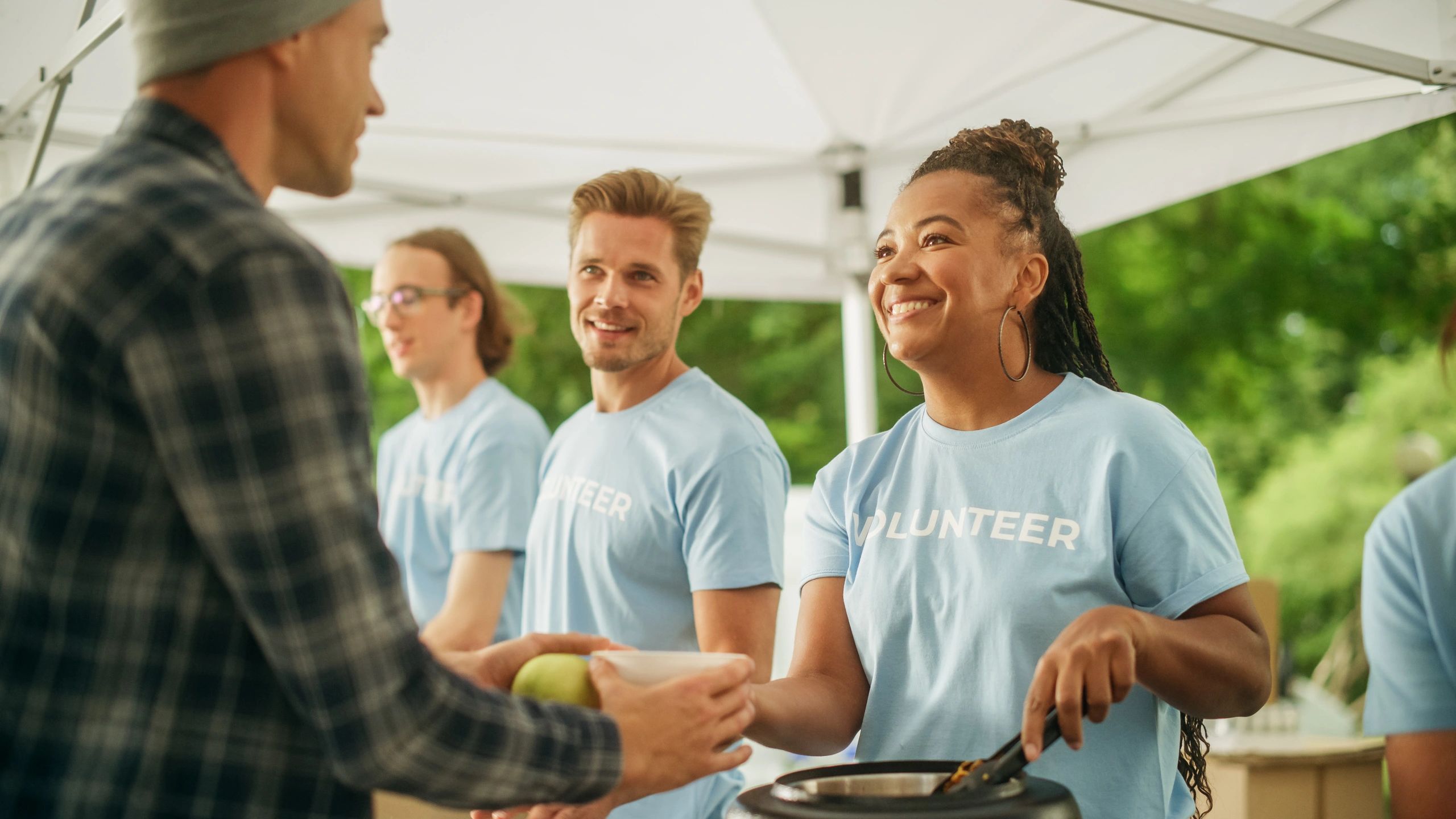 Nonprofit volunteers at festival