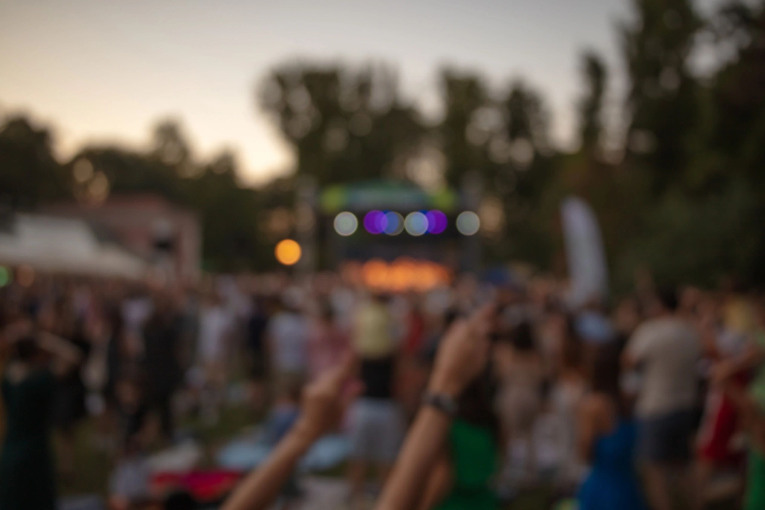 Outdoor stage with festival band
