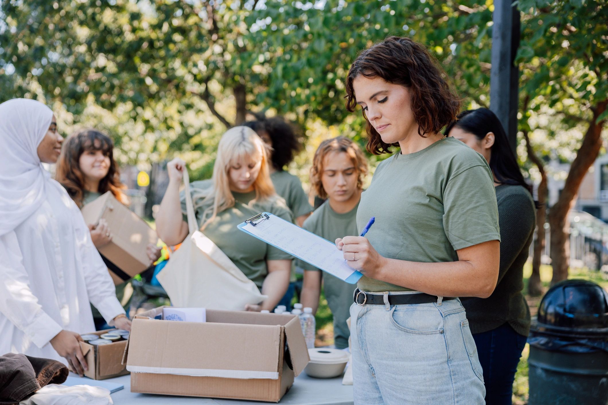 Volunteers setting up for a local fundraiser